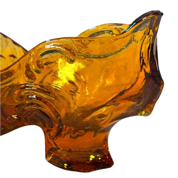 Fenton Victorian Rose Style Amber Glass Slipper Shoe Figurine vintage glass - Picture 6 of 8